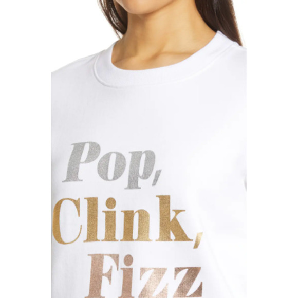 1901 Pop Clink Fizz Sweatshirt White Small NWT Holiday Champagne New Years - Picture 3 of 10